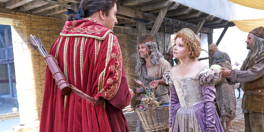Cinderella: After Ever After. Image shows from L to R: Prince Charming (David Walliams), Cinderella (Sian Gibson). Copyright: King Bert Productions. Cinderella: After Ever After. Image shows from L to R: Prince Charming (David Walliams), Cinderella (Sian Gibson). Copyright: King Bert Productions.