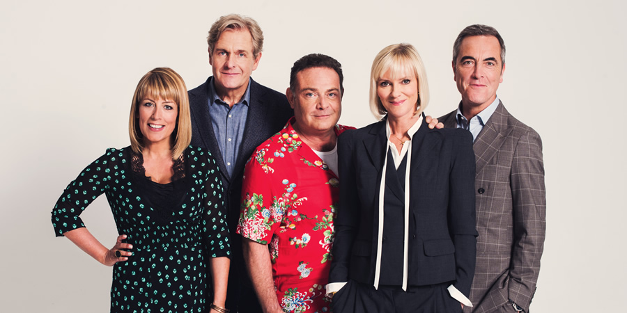 Cold Feet. Image shows from L to R: Jenny Gifford (Fay Ripley), David Marsden (Robert Bathurst), Pete Gifford (John Thomson), Karen Marsden (Hermione Norris), Adam Williams (James Nesbitt). Cold Feet. Image shows from L to R: Jenny Gifford (Fay Ripley), David Marsden (Robert Bathurst), Pete Gifford (John Thomson), Karen Marsden (Hermione Norris), Adam Williams (James Nesbitt).