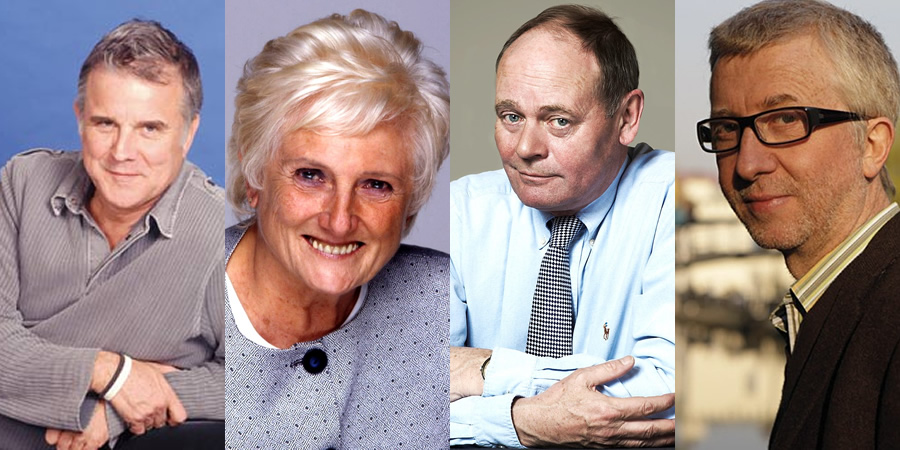 The Real Comedy Controllers. Image shows from L to R: Paul Jackson, Beryl Vertue, John Lloyd, Jimmy Mulville. The Real Comedy Controllers. Image shows from L to R: Paul Jackson, Beryl Vertue, John Lloyd, Jimmy Mulville.