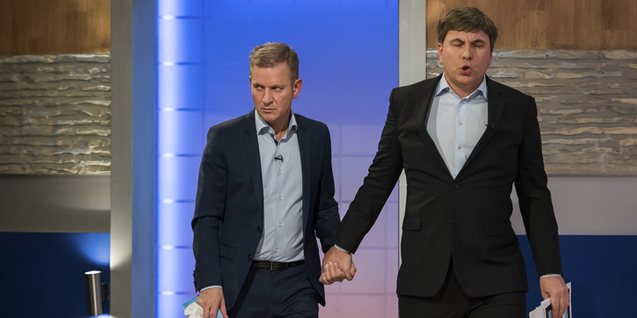 Walliams & Friend. Image shows from L to R: Jeremy Kyle, David Walliams. Copyright: BBC. Walliams & Friend. Image shows from L to R: Jeremy Kyle, David Walliams. Copyright: BBC.