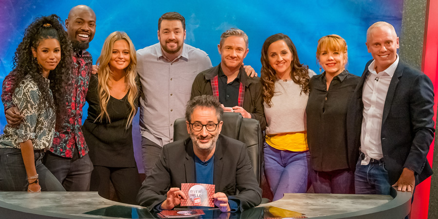 Comic Relief Does University Challenge. Image shows from L to R: Vick Hope, Darren Harriott, Emily Atack, Jason Manford, David Baddiel, Martin Freeman, Luisa Omielan, Kerry Godliman, Robert Rinder. Comic Relief Does University Challenge. Image shows from L to R: Vick Hope, Darren Harriott, Emily Atack, Jason Manford, David Baddiel, Martin Freeman, Luisa Omielan, Kerry Godliman, Robert Rinder.