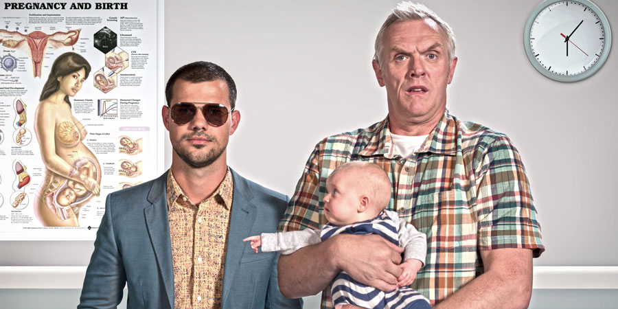 Cuckoo. Image shows from L to R: Dale (Taylor Lautner), Ken (Greg Davies). Copyright: Roughcut Television. Cuckoo. Image shows from L to R: Dale (Taylor Lautner), Ken (Greg Davies). Copyright: Roughcut Television.