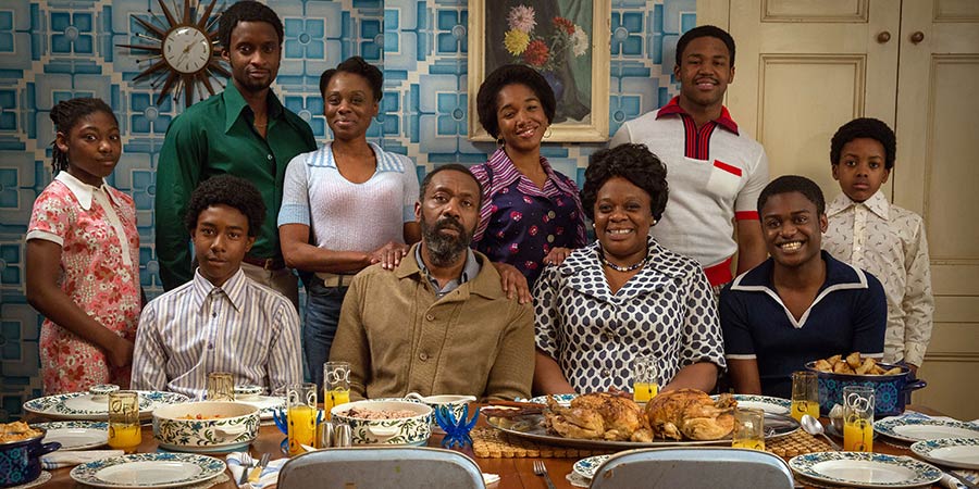 Danny & The Human Zoo. Image shows from L to R: Kascion Franklin, Lenny Henry, Cecilia Noble, Cherrelle Skeeter, Brenton Hamilton, Natasha Gordon, Peter Bankole. Copyright: Red Production Company. Danny & The Human Zoo. Image shows from L to R: Kascion Franklin, Lenny Henry, Cecilia Noble, Cherrelle Skeeter, Brenton Hamilton, Natasha Gordon, Peter Bankole. Copyright: Red Production Company.