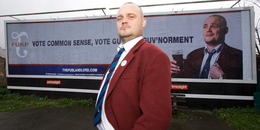 The Pub Landlord v Nigel Farage: The Battle For South Thanet. The Pub Landlord (Al Murray). Copyright: Liberty Bell. The Pub Landlord v Nigel Farage: The Battle For South Thanet. The Pub Landlord (Al Murray). Copyright: Liberty Bell.