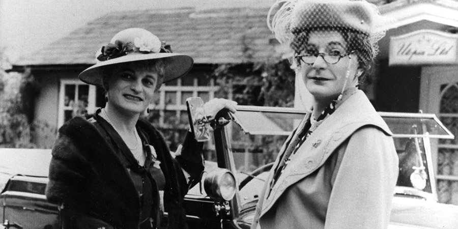 Dear Ladies. Image shows from L to R: Dame Hilda Bracket (Patrick Fyffe), Dr Evadne Hinge (George Logan). Copyright: BBC. Dear Ladies. Image shows from L to R: Dame Hilda Bracket (Patrick Fyffe), Dr Evadne Hinge (George Logan). Copyright: BBC.