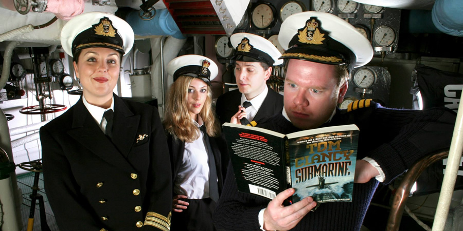 Deep Trouble. Image shows from L to R: Commander Alison Fairbanks (Katherine Jakeways), Petty Officer Lucy Radcliffe (Miranda Raison), Lieutenant Jack Trainor (Ben Willbond), Captain Paul Wade (Jim Field Smith). Copyright: Pozzitive Productions. Deep Trouble. Image shows from L to R: Commander Alison Fairbanks (Katherine Jakeways), Petty Officer Lucy Radcliffe (Miranda Raison), Lieutenant Jack Trainor (Ben Willbond), Captain Paul Wade (Jim Field Smith). Copyright: Pozzitive Productions.