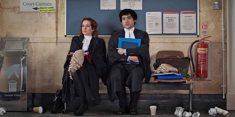Defending The Guilty. Image shows from L to R: Caroline Bratt (Katherine Parkinson), Will Packham (Will Sharpe). Copyright: Big Talk Productions. Defending The Guilty. Image shows from L to R: Caroline Bratt (Katherine Parkinson), Will Packham (Will Sharpe). Copyright: Big Talk Productions.