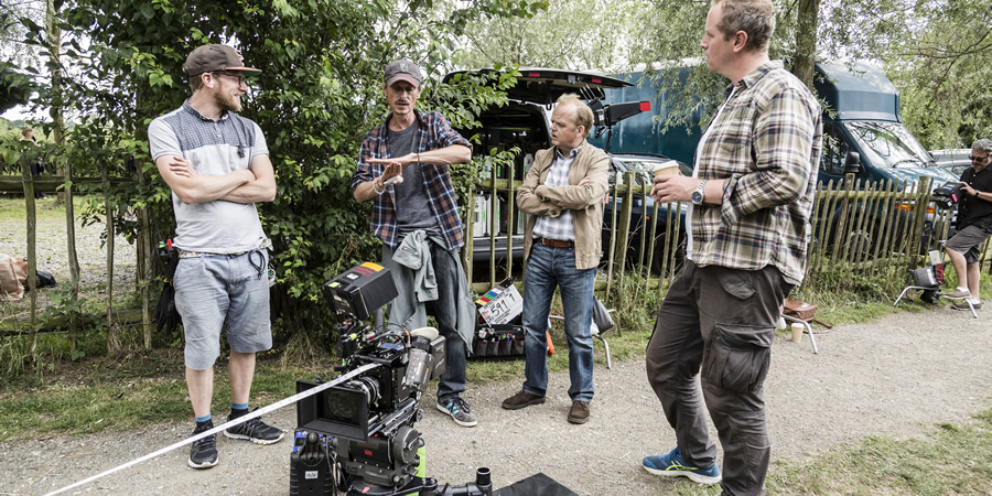 Behind-the-scenes on Detectorists. Image shows from L to R: Mackenzie Crook, Toby Jones. Behind-the-scenes on Detectorists. Image shows from L to R: Mackenzie Crook, Toby Jones.