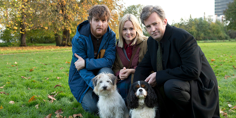 The Dog Thrower. Image shows from L to R: Jonah (Tim Key), Jessica (Kimberley Nixon), The Charismatic Man (Matthew Perry). Copyright: Runaway Fridge. The Dog Thrower. Image shows from L to R: Jonah (Tim Key), Jessica (Kimberley Nixon), The Charismatic Man (Matthew Perry). Copyright: Runaway Fridge.