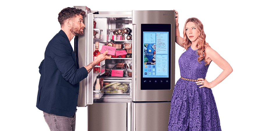 The Domestics. Image shows from L to R: Joel (Joel Dommett), Katherine (Katherine Ryan). The Domestics. Image shows from L to R: Joel (Joel Dommett), Katherine (Katherine Ryan).