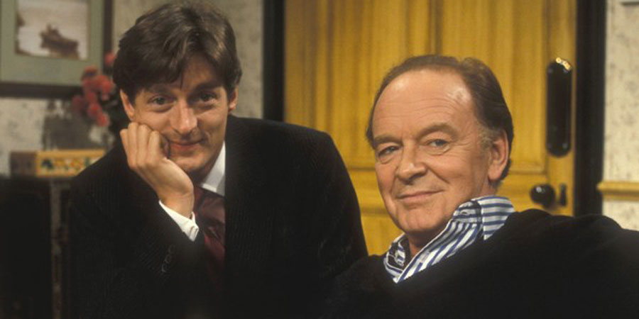 Don't Wait Up. Image shows from L to R: Tom Latimer (Nigel Havers), Toby Latimer (Tony Britton). Copyright: BBC. Don't Wait Up. Image shows from L to R: Tom Latimer (Nigel Havers), Toby Latimer (Tony Britton). Copyright: BBC.