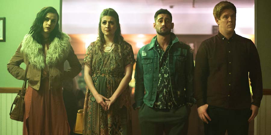 Double Date. Image shows from L to R: Kitty (Kelly Wenham), Lulu (Georgia Groome), Alex (Michael Socha), Jim (Danny Morgan). Double Date. Image shows from L to R: Kitty (Kelly Wenham), Lulu (Georgia Groome), Alex (Michael Socha), Jim (Danny Morgan).