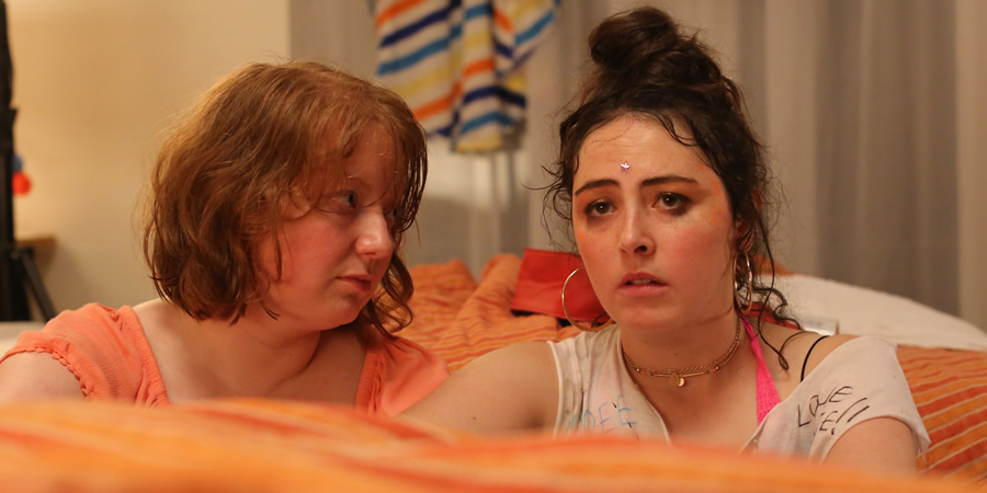 Emma Sidi's Summer. Image shows from L to R: Becca (Kath Hughes), Alex (Emma Sidi). Copyright: Objective Productions. Emma Sidi's Summer. Image shows from L to R: Becca (Kath Hughes), Alex (Emma Sidi). Copyright: Objective Productions.