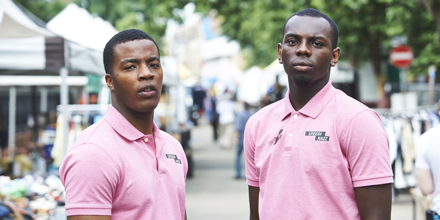 Enterprice. Image shows from L to R: Jeremiah (Daniel Ezra), Kazim (Kayode Ewumi). Copyright: Fudge Park. Enterprice. Image shows from L to R: Jeremiah (Daniel Ezra), Kazim (Kayode Ewumi). Copyright: Fudge Park.
