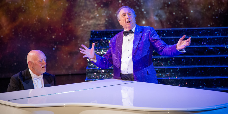 The Entire Universe. Image shows from L to R: John Du Prez, Eric Idle. Copyright: BBC / Guy Levy. The Entire Universe. Image shows from L to R: John Du Prez, Eric Idle. Copyright: BBC / Guy Levy.