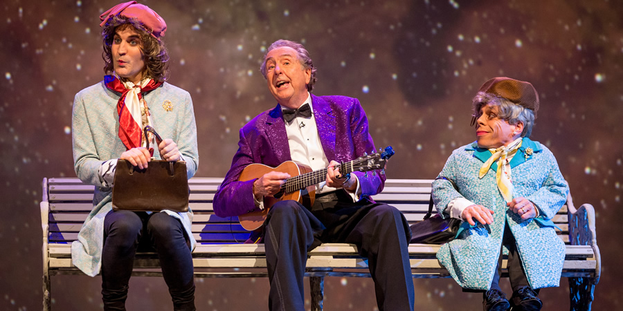 The Entire Universe. Image shows from L to R: Noel Fielding, Eric Idle, Warwick Davis. Copyright: BBC / Guy Levy. The Entire Universe. Image shows from L to R: Noel Fielding, Eric Idle, Warwick Davis. Copyright: BBC / Guy Levy.