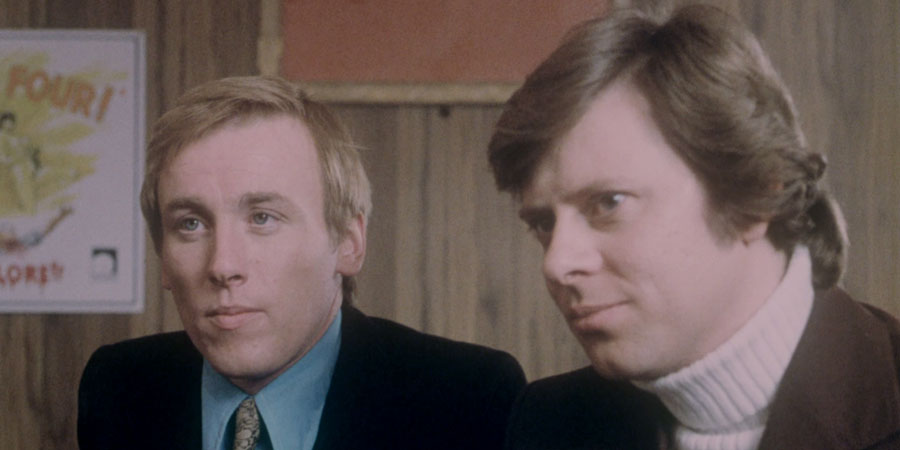 Eskimo Nell. Image shows from L to R: Harris Tweedle (Christopher Timothy), Denis Morrison (Michael Armstrong). Copyright: Salon Productions. Eskimo Nell. Image shows from L to R: Harris Tweedle (Christopher Timothy), Denis Morrison (Michael Armstrong). Copyright: Salon Productions.