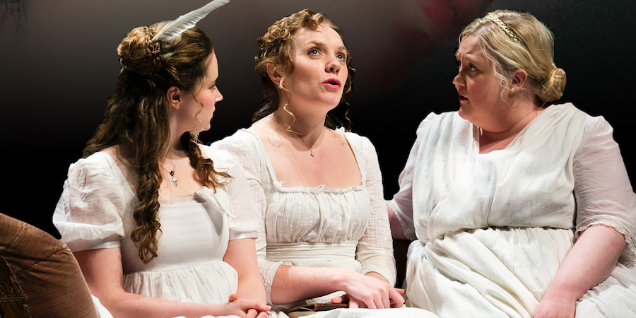 The Fair Intellectual Club. Image shows from L to R: Alison (Jessica Hardwick), Marjory (Samara Maclaren), Ishbel (Caroline Deyga). Copyright: ABsoLuTeLy Productions. The Fair Intellectual Club. Image shows from L to R: Alison (Jessica Hardwick), Marjory (Samara Maclaren), Ishbel (Caroline Deyga). Copyright: ABsoLuTeLy Productions.