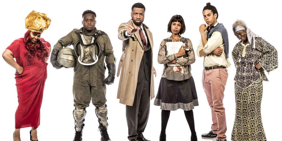 Famalam. Image shows from L to R: Gbemisola Ikumelo, Samson Kayo, Tom Moutchi, Roxy Sternberg, John MacMillan, Vivienne Acheampong. Copyright: BBC. Famalam. Image shows from L to R: Gbemisola Ikumelo, Samson Kayo, Tom Moutchi, Roxy Sternberg, John MacMillan, Vivienne Acheampong. Copyright: BBC.