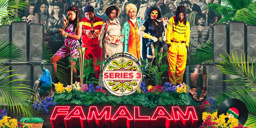 Famalam. Image shows from L to R: Danielle Vitalis, Samson Kayo, Vivienne Acheampong, John MacMillan, Gbemisola Ikumelo, Tom Moutchi. Famalam. Image shows from L to R: Danielle Vitalis, Samson Kayo, Vivienne Acheampong, John MacMillan, Gbemisola Ikumelo, Tom Moutchi.