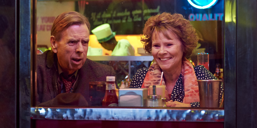 Finding Your Feet. Image shows from L to R: Charlie Glover (Timothy Spall), Sandra Abbot (Imelda Staunton). Copyright: Entertainment One / Tom Vandeputte. Finding Your Feet. Image shows from L to R: Charlie Glover (Timothy Spall), Sandra Abbot (Imelda Staunton). Copyright: Entertainment One / Tom Vandeputte.