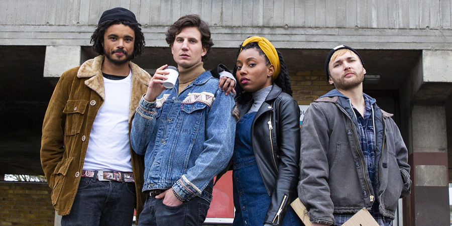 Flatshare. Image shows from L to R: Omar (Shaun Cowlishaw), Tom (Andrew Rowe), Kemi (Ani Nelson), Seb (Nic Bernasconi). Flatshare. Image shows from L to R: Omar (Shaun Cowlishaw), Tom (Andrew Rowe), Kemi (Ani Nelson), Seb (Nic Bernasconi).