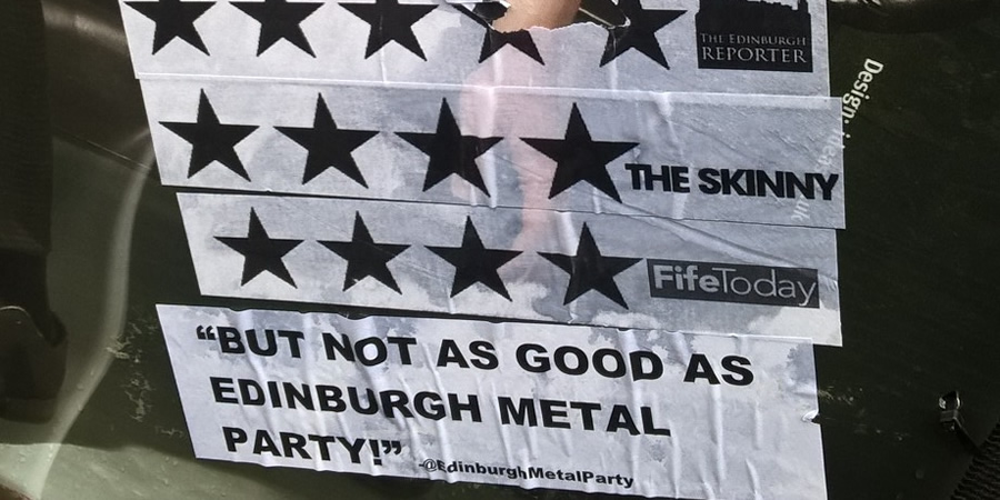 Edinburgh Metal Party quote on a poster. Edinburgh Metal Party quote on a poster.