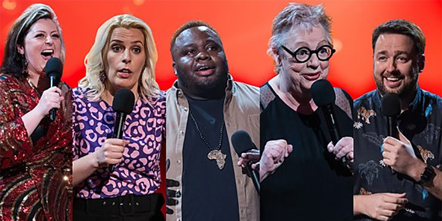 Funny Festival Live. Image shows from L to R: Kiri Pritchard-McLean, Sara Pascoe, Nabil Abdulrashid, Jo Brand, Jason Manford. Copyright: Phil McIntyre Entertainment. Funny Festival Live. Image shows from L to R: Kiri Pritchard-McLean, Sara Pascoe, Nabil Abdulrashid, Jo Brand, Jason Manford. Copyright: Phil McIntyre Entertainment.