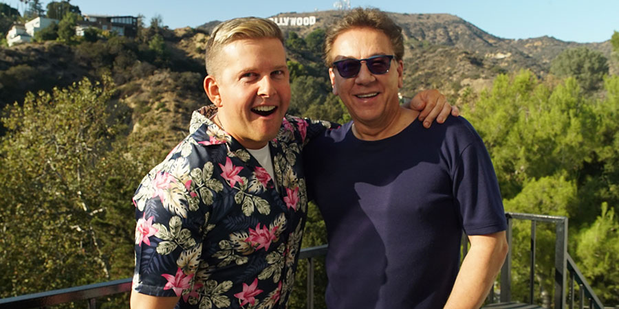Gary Goes To Hollywood. Image shows from L to R: Gary McLintoch (Greg McHugh), Ross King. Copyright: Objective Productions. Gary Goes To Hollywood. Image shows from L to R: Gary McLintoch (Greg McHugh), Ross King. Copyright: Objective Productions.