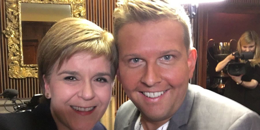Gary: Tank Commander's Election Special. Image shows from L to R: Nicola Sturgeon, Gary (Greg McHugh). Copyright: BBC. Gary: Tank Commander's Election Special. Image shows from L to R: Nicola Sturgeon, Gary (Greg McHugh). Copyright: BBC.