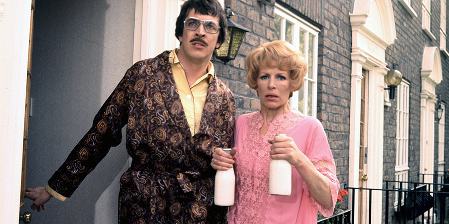 George & Mildred. Image shows from L to R: Jeffrey Fourmile (Norman Eshley), Mildred Roper (Yootha Joyce). Copyright: Thames Television. George & Mildred. Image shows from L to R: Jeffrey Fourmile (Norman Eshley), Mildred Roper (Yootha Joyce). Copyright: Thames Television.