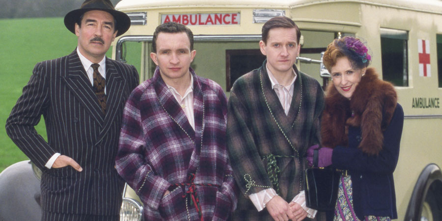 Get Well Soon. Image shows from L to R: Bernard Walpole (Neil Stacy), Brian Clapton (Eddie Marsan), Roy Osborne (Matthew Cottle), Ivy Osborne (Anita Dobson). Copyright: BBC. Get Well Soon. Image shows from L to R: Bernard Walpole (Neil Stacy), Brian Clapton (Eddie Marsan), Roy Osborne (Matthew Cottle), Ivy Osborne (Anita Dobson). Copyright: BBC.
