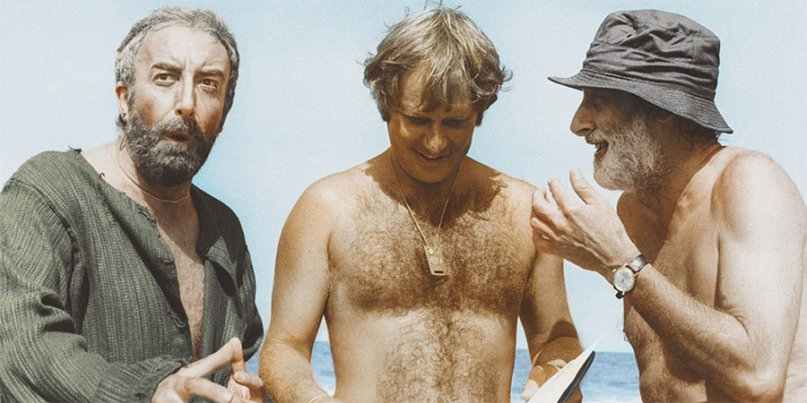 Ghost In The Noonday Sun. Image shows from L to R: Peter Sellers, Peter Medak, Spike Milligan. Ghost In The Noonday Sun. Image shows from L to R: Peter Sellers, Peter Medak, Spike Milligan.