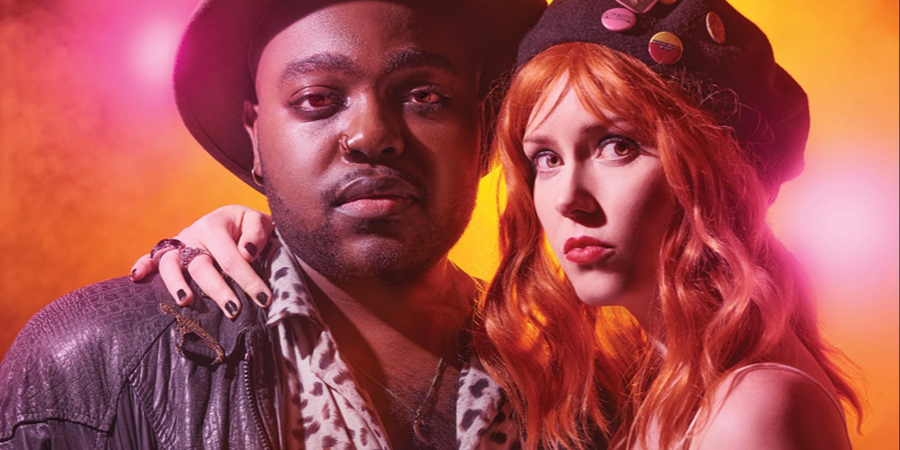 Giddy Stratospheres. Image shows from L to R: Daniel (Jamal Franklin), Laura (Laura Jean Marsh). Giddy Stratospheres. Image shows from L to R: Daniel (Jamal Franklin), Laura (Laura Jean Marsh).