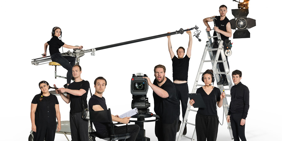 The Goes Wrong Show. Image shows from L to R: Annie (Nancy Zamit), Sandra (Charlie Russell), Jonathan (Greg Tannahill), Chris (Henry Shields), Robert (Henry Lewis), Max (Dave Hearn), Vanessa (Bryony Corrigan), Trevor (Chris Leask), Dennis (Jonathan Sayer). The Goes Wrong Show. Image shows from L to R: Annie (Nancy Zamit), Sandra (Charlie Russell), Jonathan (Greg Tannahill), Chris (Henry Shields), Robert (Henry Lewis), Max (Dave Hearn), Vanessa (Bryony Corrigan), Trevor (Chris Leask), Dennis (Jonathan Sayer).