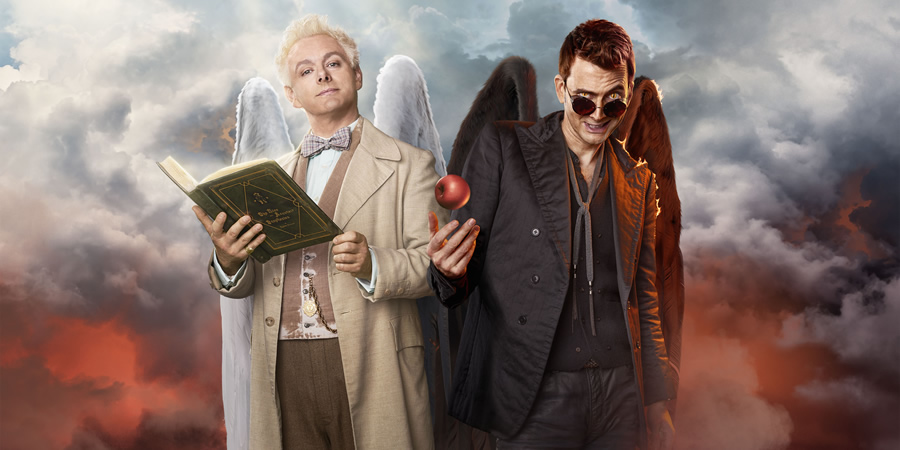 Good Omens. Image shows from L to R: Aziraphale (Michael Sheen), Crowley (David Tennant). Good Omens. Image shows from L to R: Aziraphale (Michael Sheen), Crowley (David Tennant).