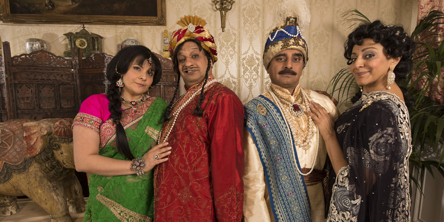 Goodness Gracious Me. Image shows from L to R: Nina Wadia, Kulvinder Ghir, Sanjeev Bhaskar, Meera Syal. Copyright: BBC. Goodness Gracious Me. Image shows from L to R: Nina Wadia, Kulvinder Ghir, Sanjeev Bhaskar, Meera Syal. Copyright: BBC.