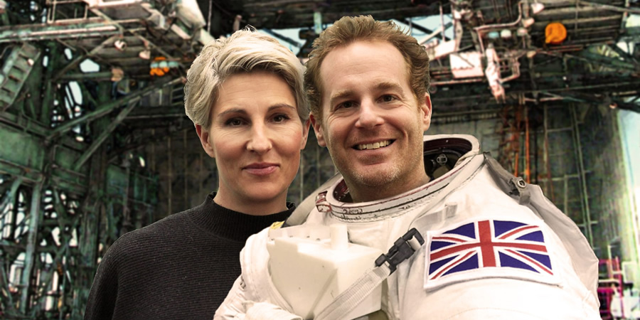 Ground Control. Image shows from L to R: Tess (Tamsin Greig), Scott (Adam James). Copyright: BBC. Ground Control. Image shows from L to R: Tess (Tamsin Greig), Scott (Adam James). Copyright: BBC.