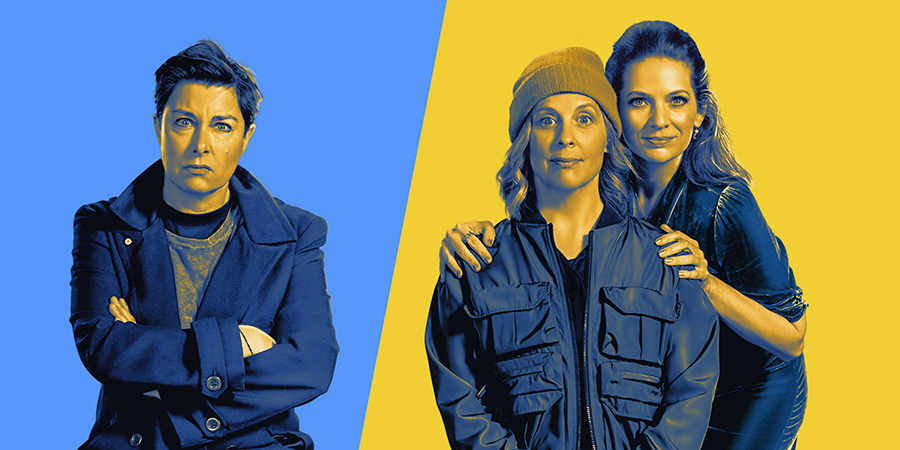 Hitmen. Image shows from L to R: Fran (Sue Perkins), Jamie (Mel Giedroyc), Kat (Katherine Parkinson). Copyright: Tiger Aspect Productions. Hitmen. Image shows from L to R: Fran (Sue Perkins), Jamie (Mel Giedroyc), Kat (Katherine Parkinson). Copyright: Tiger Aspect Productions.