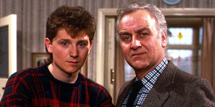 Home To Roost. Image shows from L to R: Matthew Willows (Reece Dinsdale), Henry Willows (John Thaw). Copyright: Yorkshire Television. Home To Roost. Image shows from L to R: Matthew Willows (Reece Dinsdale), Henry Willows (John Thaw). Copyright: Yorkshire Television.