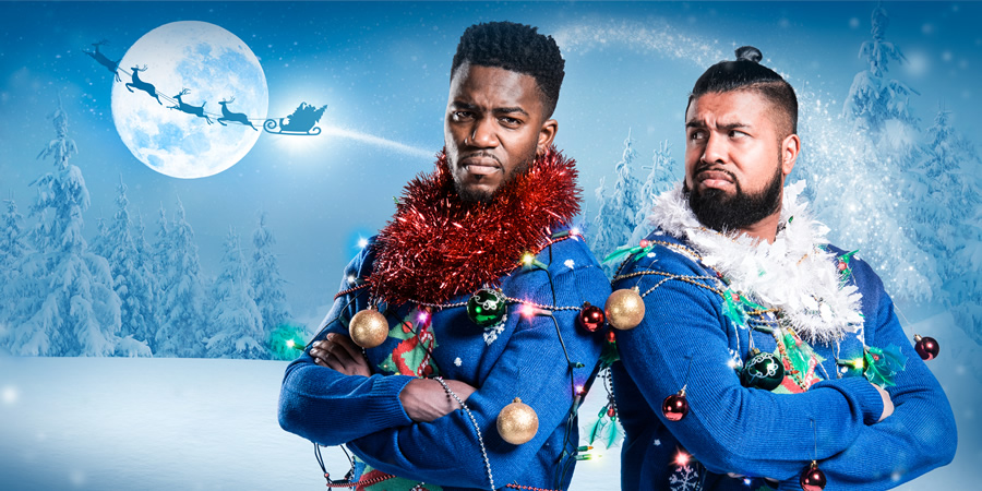 Humza Arshad's Xmas. Image shows from L to R: Kyle (Mo Gilligan), Saj (Humza Arshad). Copyright: Big Deal Films. Humza Arshad's Xmas. Image shows from L to R: Kyle (Mo Gilligan), Saj (Humza Arshad). Copyright: Big Deal Films.