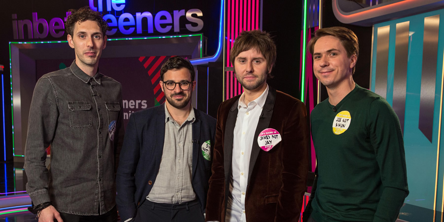 The Inbetweeners: Fwends Reunited. Image shows from L to R: Blake Harrison, Simon Bird, James Buckley, Joe Thomas. The Inbetweeners: Fwends Reunited. Image shows from L to R: Blake Harrison, Simon Bird, James Buckley, Joe Thomas.