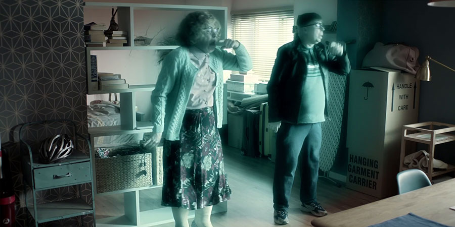 Inside No. 9. Image shows from L to R: Maureen (Reece Shearsmith), David (Steve Pemberton). Copyright: BBC Studios. Inside No. 9. Image shows from L to R: Maureen (Reece Shearsmith), David (Steve Pemberton). Copyright: BBC Studios.