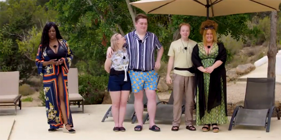 Infatuation - Island Of Love. Image shows from L to R: Jaade (Verona Rose), Wendy (Beth Lewis), Bryan (Liam Bannigan), Nigel (Ben Mansbridge), Abby-Gal (Donna Preston). Infatuation - Island Of Love. Image shows from L to R: Jaade (Verona Rose), Wendy (Beth Lewis), Bryan (Liam Bannigan), Nigel (Ben Mansbridge), Abby-Gal (Donna Preston).
