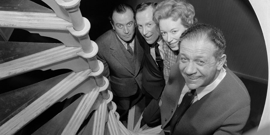 It's A Deal. Image shows from L to R: Dennis (Dennis Price), Wallas Eaton, Mollie (June Whitfield), Sid (Sid James). Copyright: BBC. It's A Deal. Image shows from L to R: Dennis (Dennis Price), Wallas Eaton, Mollie (June Whitfield), Sid (Sid James). Copyright: BBC.