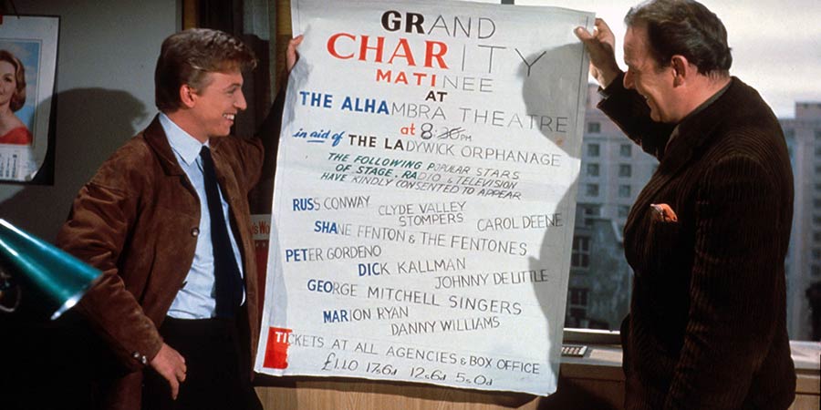 It's All Happening. Image shows from L to R: Billy Bowles (Tommy Steele), Geoff Munday (Robert Dean). It's All Happening. Image shows from L to R: Billy Bowles (Tommy Steele), Geoff Munday (Robert Dean).