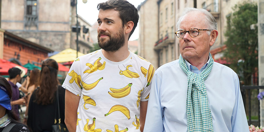 Jack Whitehall: Travels With My Father. Image shows from L to R: Jack Whitehall, Michael Whitehall. Copyright: Netflix. Jack Whitehall: Travels With My Father. Image shows from L to R: Jack Whitehall, Michael Whitehall. Copyright: Netflix.