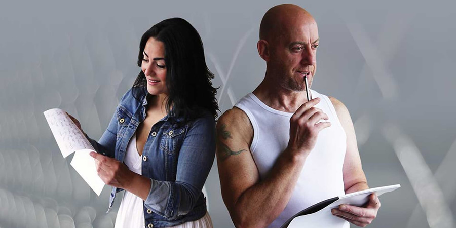 Jail Mates. Image shows from L to R: Jenny (Julia Sutherland), Gerry (Gary Little). Copyright: Dabster Productions. Jail Mates. Image shows from L to R: Jenny (Julia Sutherland), Gerry (Gary Little). Copyright: Dabster Productions.