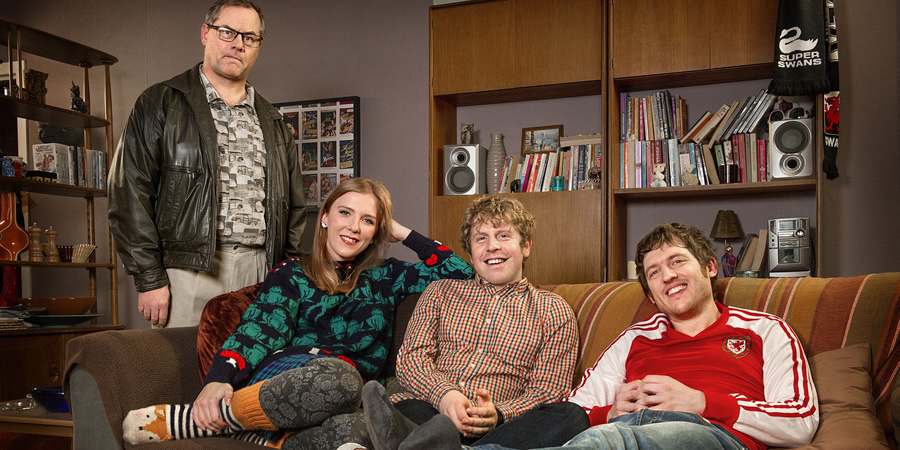 Josh. Image shows from L to R: Geoff (Jack Dee), Kate (Beattie Edmondson), Josh (Josh Widdicombe), Owen (Elis James). Copyright: BBC. Josh. Image shows from L to R: Geoff (Jack Dee), Kate (Beattie Edmondson), Josh (Josh Widdicombe), Owen (Elis James). Copyright: BBC.