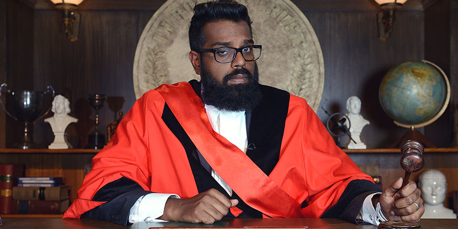 Judge Romesh. Romesh Ranganathan. Copyright: Hungry Bear Media. Judge Romesh. Romesh Ranganathan. Copyright: Hungry Bear Media.